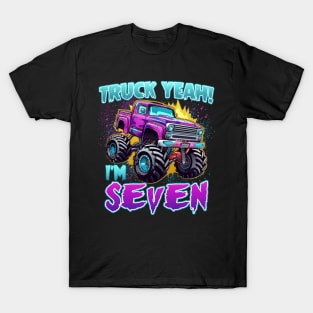 Truck yeah Birthday Tee Seven year old Girl Tee Monster Truck Birthday Country Birthday Kids Gift copy T-Shirt